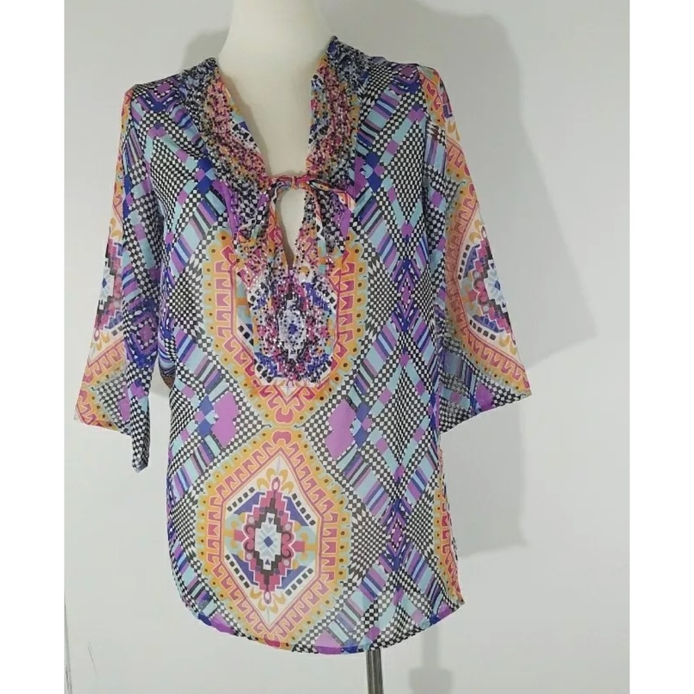 Raviya  Womens Embellished  Beaded V-neck Cover-Up